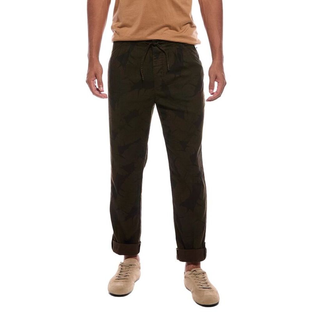 Slowear Mens  Flat Front Linen-Blend Pant, Navy